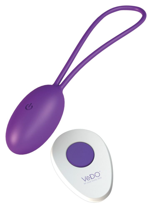 Фиолетовое виброяйцо VeDO Peach с пультом ДУ - 0