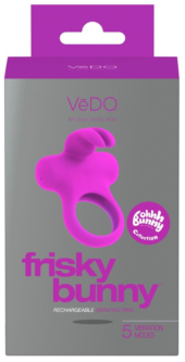 Лиловое эрекционное перезаряжаемое виброкольцо VeDO Frisky Bunny - 2