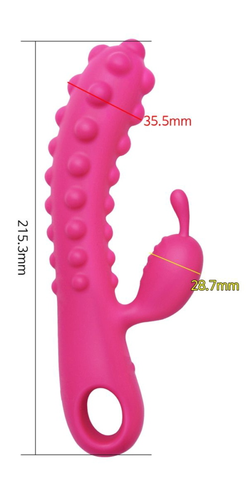 Розовый вибромассажер SMON №1 с бугорками - 21,5 см. - 4