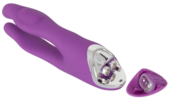 Фиолетовый вибромассажер с двумя отростками Sweet Smile Double Vibrator - 18,7 см. - 4