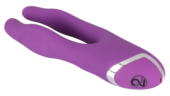 Фиолетовый вибромассажер с двумя отростками Sweet Smile Double Vibrator - 18,7 см. - 2
