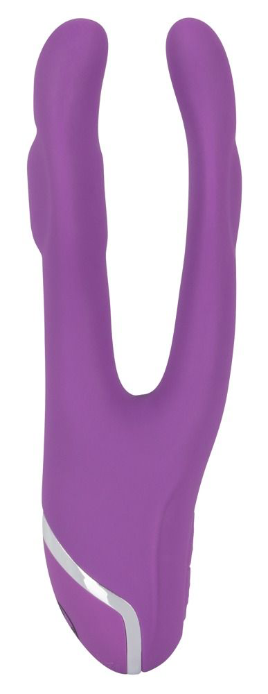 Фиолетовый вибромассажер с двумя отростками Sweet Smile Double Vibrator - 18,7 см. - 0