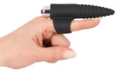Черная вибронасадка на палец с винтовым наконечником Finger Vibrator - 10,5 см. - 3