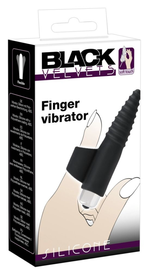 Черная вибронасадка на палец с винтовым наконечником Finger Vibrator - 10,5 см. - 2