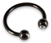 Черное металлическое кольцо под головку со стразами Glans Ring - 3