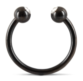 Черное металлическое кольцо под головку со стразами Glans Ring - 0