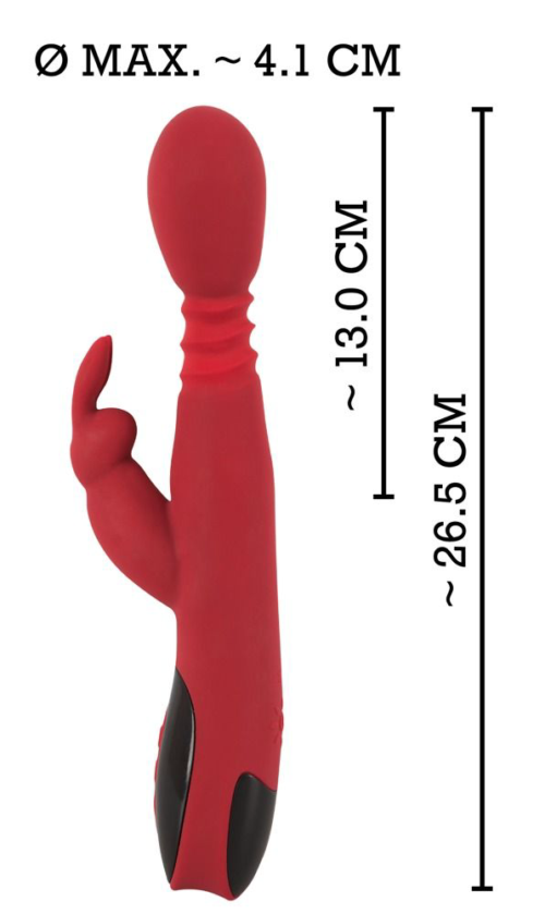 Красный вибромассажер с клиторальным отростком Rabbit Vibrator - 26,5 см. - 5