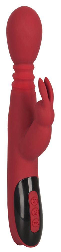 Красный вибромассажер с клиторальным отростком Rabbit Vibrator - 26,5 см. - 0
