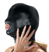 Черная эластичная маска на голову с отверстием для рта - 3