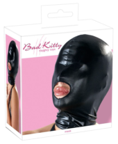 Черная эластичная маска на голову с отверстием для рта - 1