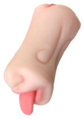 Телесный двусторонний мастурбатор Fruity Tongue - ротик и вагина - 0