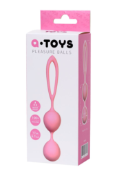 Розовые силиконовые вагинальные шарики с ограничителем-петелькой - 3