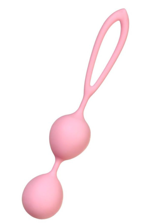 Розовые силиконовые вагинальные шарики с ограничителем-петелькой - 0