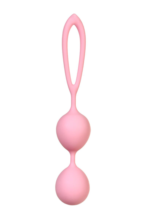 Розовые силиконовые вагинальные шарики с ограничителем-петелькой - 1