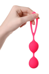 Ярко-розовые вагинальные шарики с петелькой - 2