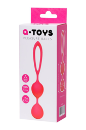 Ярко-розовые вагинальные шарики с петелькой - 3