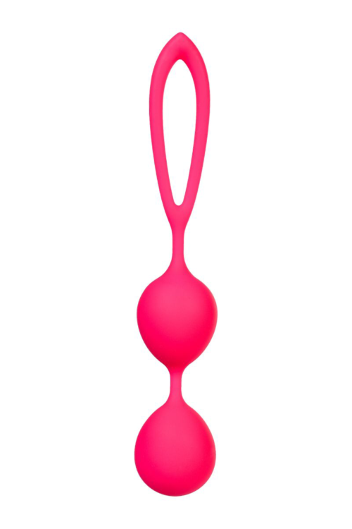 Ярко-розовые вагинальные шарики с петелькой - 1