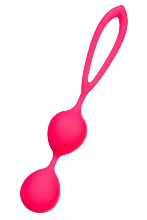 Ярко-розовые вагинальные шарики с петелькой - 0