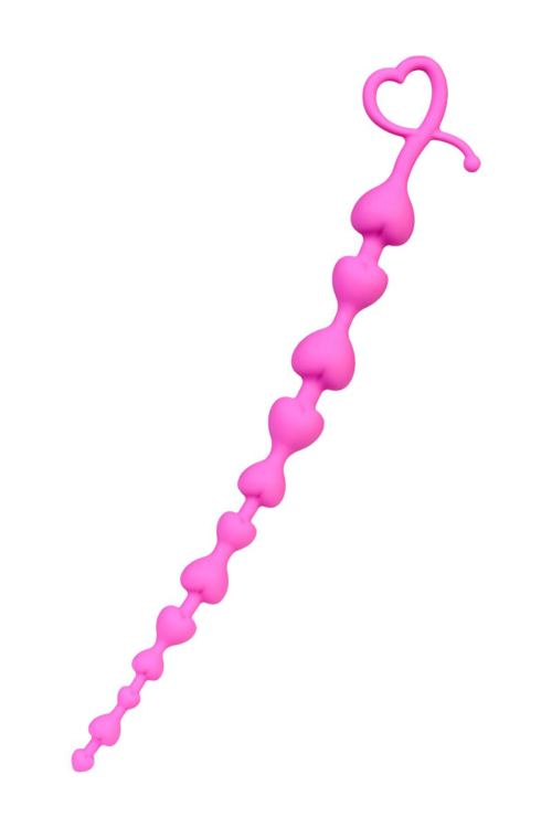 Розовая силиконовая анальная цепочка Long Sweety - 34 см. - 1
