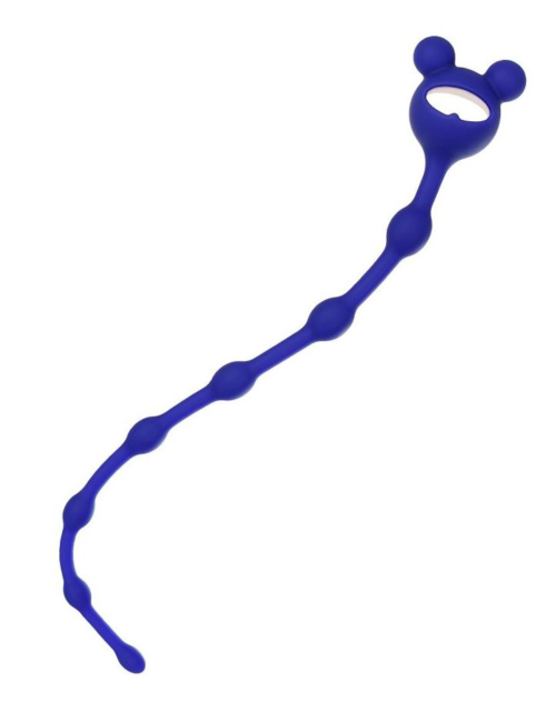 Синяя силиконовая анальная цепочка Froggy - 27,4 см. - 0
