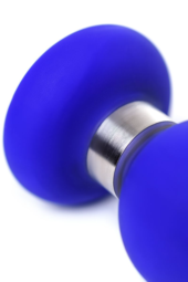 Синяя силиконовая анальная втулка с ограничителем - 11,5 см. - 6