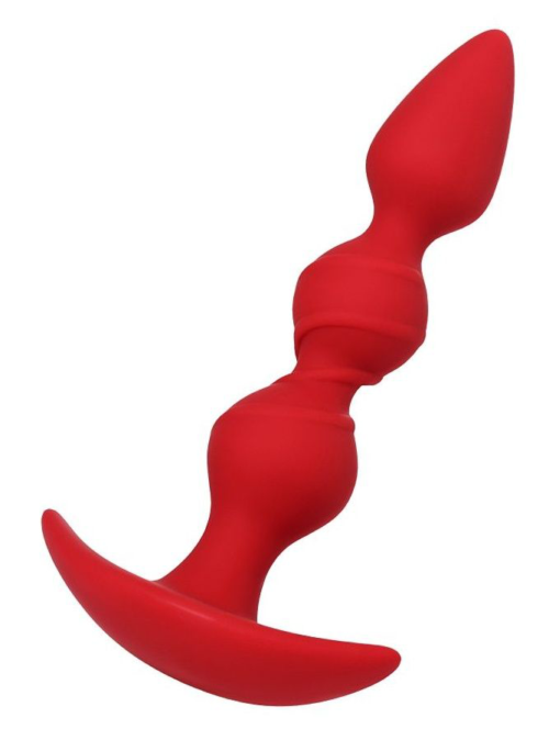 Красная силиконовая анальная втулка Trio - 16 см. - 0