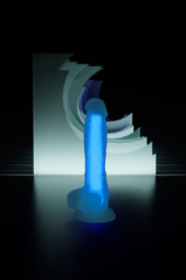 Прозрачно-синий фаллоимитатор, светящийся в темноте, Bruce Glow - 22 см. - 10