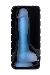 Прозрачно-синий фаллоимитатор, светящийся в темноте, Bruce Glow - 22 см. - 5