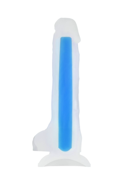 Прозрачно-синий фаллоимитатор, светящийся в темноте, Steve Glow - 20 см. - 1
