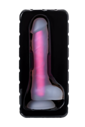 Прозрачно-розовый фаллоимитатор, светящийся в темноте, Tony Glow - 20 см. - 5
