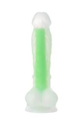 Прозрачно-зеленый фаллоимитатор, светящийся в темноте, Dick Glow - 18 см. - 3