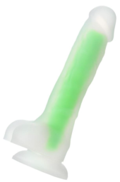 Прозрачно-зеленый фаллоимитатор, светящийся в темноте, Dick Glow - 18 см. - 0