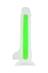 Прозрачно-зеленый фаллоимитатор, светящийся в темноте, Dick Glow - 18 см. - 1