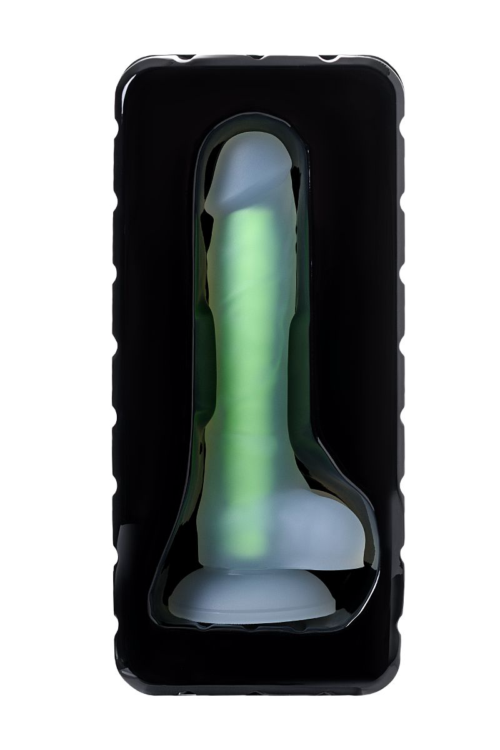 Прозрачно-зеленый фаллоимитатор, светящийся в темноте, Dick Glow - 18 см. - 5