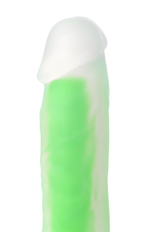 Прозрачно-зеленый фаллоимитатор, светящийся в темноте, Dick Glow - 18 см. - 8