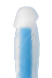 Прозрачно-синий фаллоимитатор, светящийся в темноте, Matt Glow - 18 см. - 8