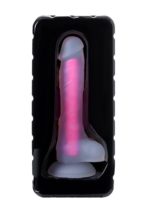 Прозрачно-розовый фаллоимитатор, светящийся в темноте, James Glow - 18 см. - 5
