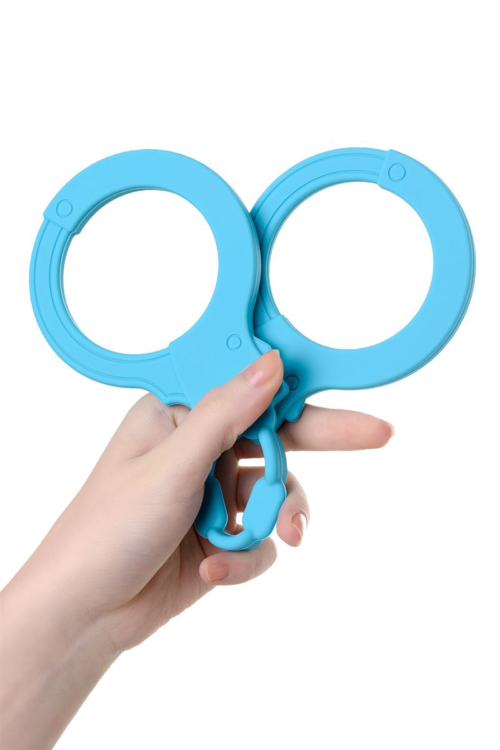 Голубые силиконовые наручники A-Toys без ключа - 2
