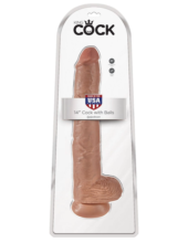 Кофейный фаллоимитатор-гигант 14 Cock with Balls - 37,5 см. - 4