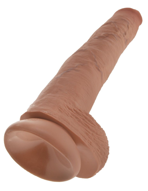 Кофейный фаллоимитатор-гигант 14 Cock with Balls - 37,5 см. - 3