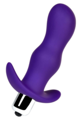 Фиолетовая изогнутая анальная вибропробка - 11,2 см. - 0