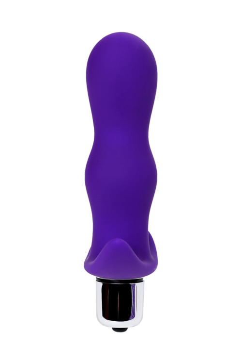 Фиолетовая изогнутая анальная вибропробка - 11,2 см. - 3