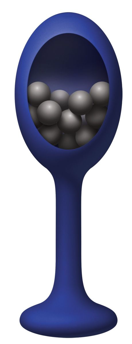 Синяя анальная пробка с шариками внутри Rattler - 12,7 см. - 0