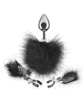 Набор Feather Nipple Clamps Butt Plug: зажимы на соски и анальная пробка с пёрышками - 1