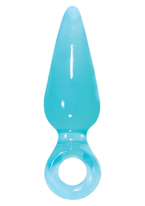 Голубая анальная пробка с кольцом Pleasures Plug Mini - 9 см. - 0