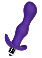 Фиолетовая изогнутая анальная вибропробка - 14 см. - 0