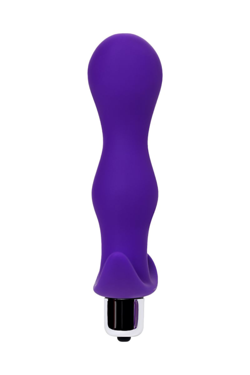 Фиолетовая изогнутая анальная вибропробка - 14 см. - 3
