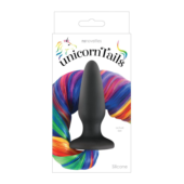 Чёрная анальная пробка с радужным хвостом Unicorn Tails Rainbow - 1