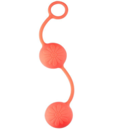 Оранжевые вагинальные шарики с цветочками на поверхности - 0
