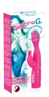 Розовый вибромассажёр High Speed Twister с ротацией головки - 21,5 см. - 4